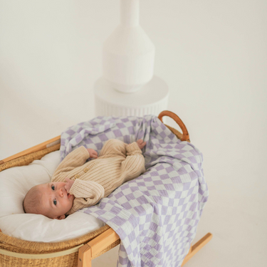 Violet Checked Organic Cotton Baby Swaddle