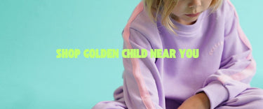 Person wearing a pastel-colored outfit with text overlay on a light blue background