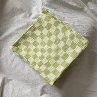 Lime Checked Organic Cotton Baby Swaddle