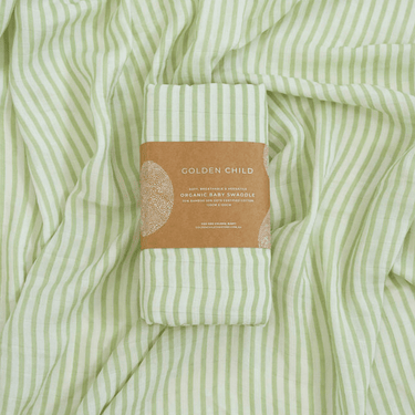 Baby Mini Stripe Organic Bamboo Cotton Baby Muslin Wrap - Lime - Golden Child
