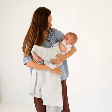 Baby Mini Stripe Organic Bamboo Cotton Baby Swaddle – Lilac - Golden Child