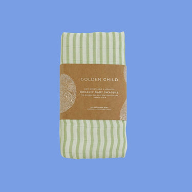 Baby Mini Stripe Organic Bamboo Cotton Baby Swaddle - Lime - Golden Child