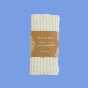 Baby Mini Stripe Organic Bamboo Cotton Baby Swaddle – Stone - Golden Child