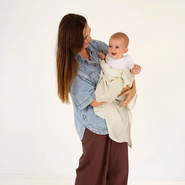 Baby Mini Stripe Organic Bamboo Cotton Baby Swaddle – Stone - Golden Child