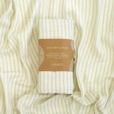 Baby Mini Stripe Organic Bamboo Cotton Baby Swaddle – Stone - Golden Child