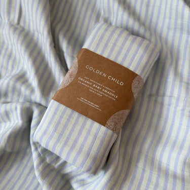 Baby Mini Stripe Organic Cotton Baby Swaddle - Lilac - Golden Child