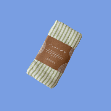 Baby Mini Stripe Organic Cotton Baby Swaddle - Lime - Golden Child