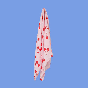 Cherry Heart Organic Cotton Baby Swaddle - Candy - Golden Child