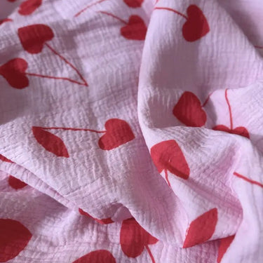 Cherry Heart Organic Cotton Baby Swaddle - Candy - Golden Child