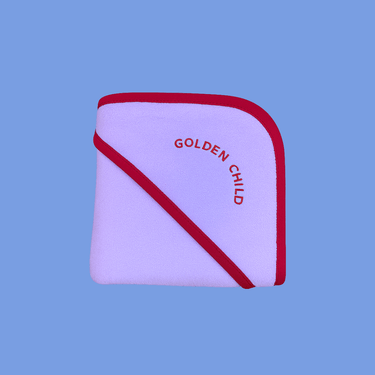 Colour Pop Bamboo Hooded Baby Towel - Lilac & Red - Golden Child