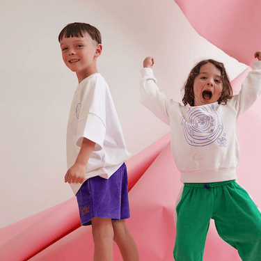 Golden Child Galaxy Cord Shorts - Purple Haze & Orange - Golden Child