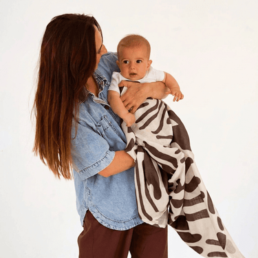 Golden Child Holiday Patterned Baby Muslin Wrap - Chocolate & Milk - Golden Child