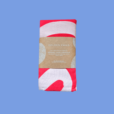 Golden Child Holiday Patterned Baby Muslin Wrap - Red and Milk - Golden Child