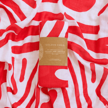 Golden Child Holiday Patterned Baby Muslin Wrap - Red and Milk - Golden Child