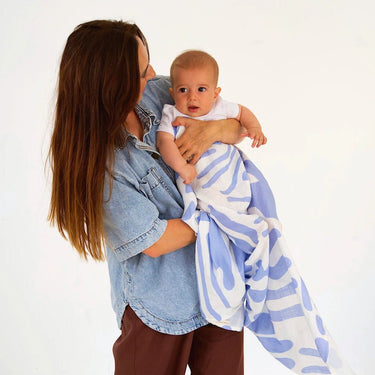 Golden Child Holiday Patterned Baby Swaddle - Golden Blue - Golden Child