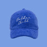 Retro terry towelling kids cap with embroidered logo and adjustable velcro