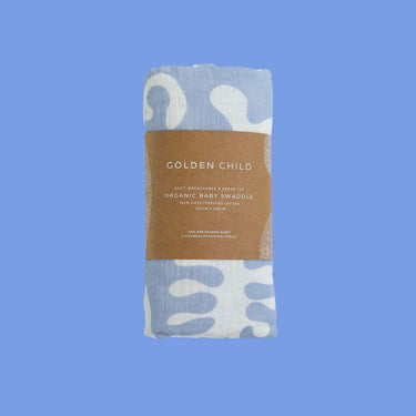 Marine Dream 100% Organic Cotton Baby Swaddle - Azure - Golden Child
