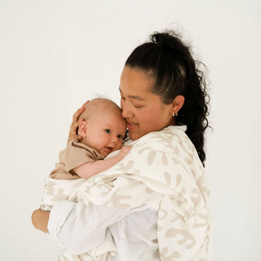 Marine Dream Organic Cotton Baby Muslin Wrap - Stone - Golden Child