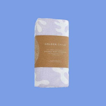 Marine Dream Organic Cotton Baby Swaddle - Lilac - Golden Child