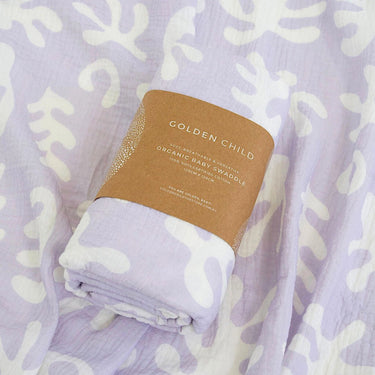 Marine Dream Organic Cotton Baby Swaddle - Lilac - Golden Child