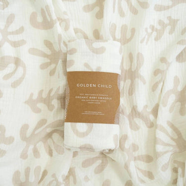 Marine Dream Organic Cotton Baby Swaddle - Stone - Golden Child