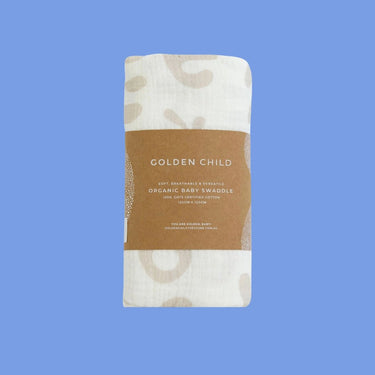 Marine Dream Organic Cotton Baby Swaddle - Stone - Golden Child