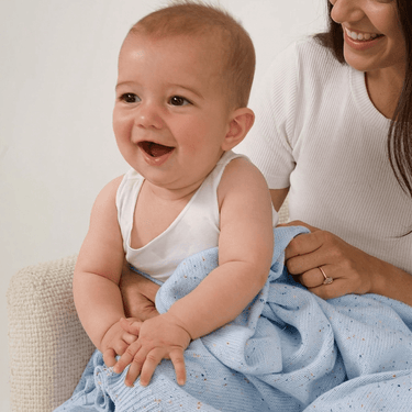 Organic Cotton Rainbow Speckled Baby Blanket - Blue - Golden Child