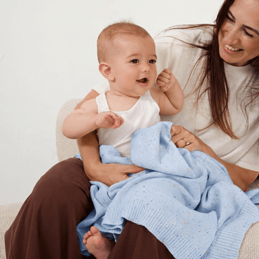 Organic Cotton Rainbow Speckled Baby Blanket - Blue - Golden Child