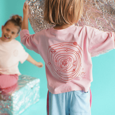 Outta Space Long Sleeve T-Shirt - Candy & Racer Red - Golden Child