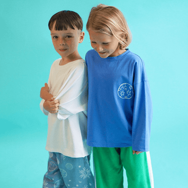 Outta Space Long Sleeve T-Shirt - Golden Blue & White - Golden Child