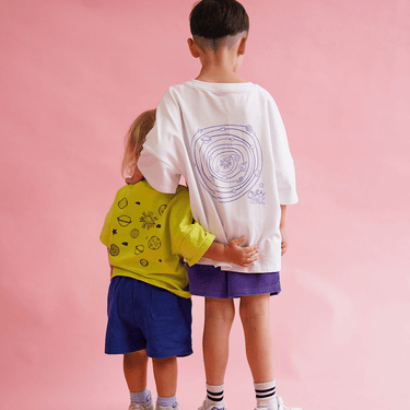 Outta Space Short Sleeve T-Shirt - White & Electric - Golden Child