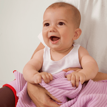 Retro Ribbed Trim Blanket - Lilac & Red - Golden Child