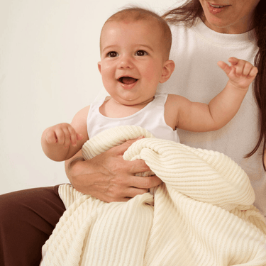 Retro Ribbed Trim Blanket - Milk & Chocolate - Golden Child