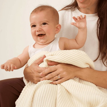 Retro Ribbed Trim Blanket - Milk & Chocolate - Golden Child