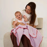 Retro Ribbed Trim Four Layer Gauze Cotton Blanket - Lilac & Red - Golden Child