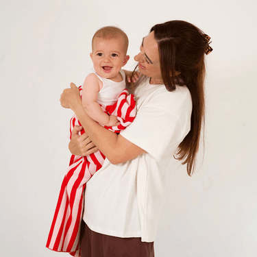 Retro Stripe Organic Cotton Blanket - Candy Pink & Red - Golden Child