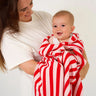 Retro Stripe Organic Cotton Blanket - Candy Pink & Red - Golden Child