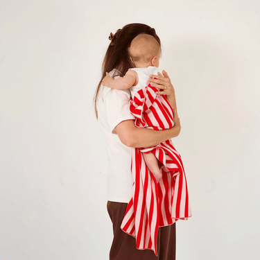 Retro Stripe Organic Cotton Blanket - Candy Pink & Red - Golden Child