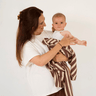 Retro Stripe Organic Cotton Blanket - Chocolate & Sand - Golden Child