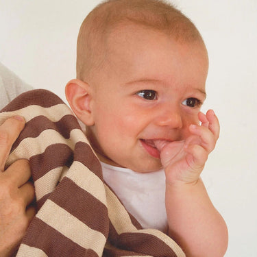 Retro Stripe Organic Cotton Blanket - Chocolate & Sand - Golden Child