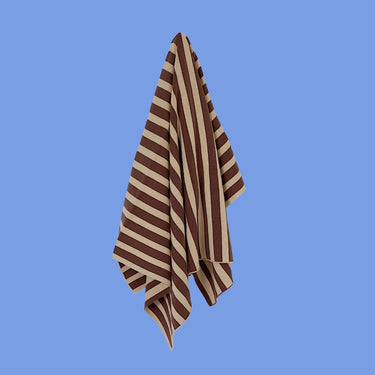 Retro Stripe Organic Cotton Blanket - Chocolate & Sand - Golden Child