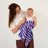 Retro Stripe Organic Cotton Blanket - Electric Blue & Lilac - Golden Child