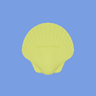 Textured silicone teether resembling a clam shell for sensory stimulation.