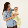Wavy Baby Checked Organic Muslin Wrap - Lime - Golden Child