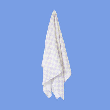 Wavy Baby Checked Organic Swaddle - Lilac - Golden Child