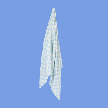 Wavy Baby Checked Organic Swaddle - Ocean - Golden Child
