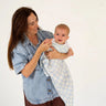 Wavy Baby Checked Organic Swaddle - Ocean - Golden Child