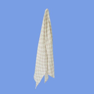 Wavy Baby Checked Organic Swaddle - Stone - Golden Child